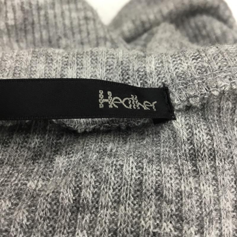 ヘザー Heather ニット、セーター 長袖 無地 ドット フリル 無地 X ドット 白 / ホワイト / X 灰 / グレー / レディース USED 古着 中古 10031988