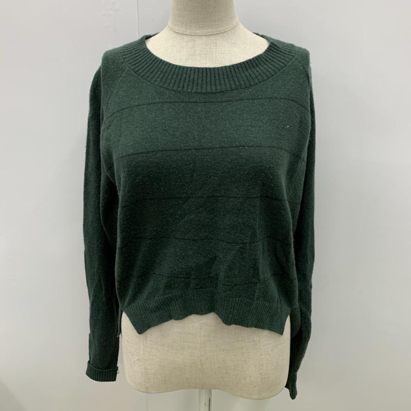 ジーナシス JEANASIS ニット、セーター 長袖 ボーダー FREE ボーダー柄 緑 / グリーン / X 黒 / ブラック / レディース USED 古着 中古 10032004