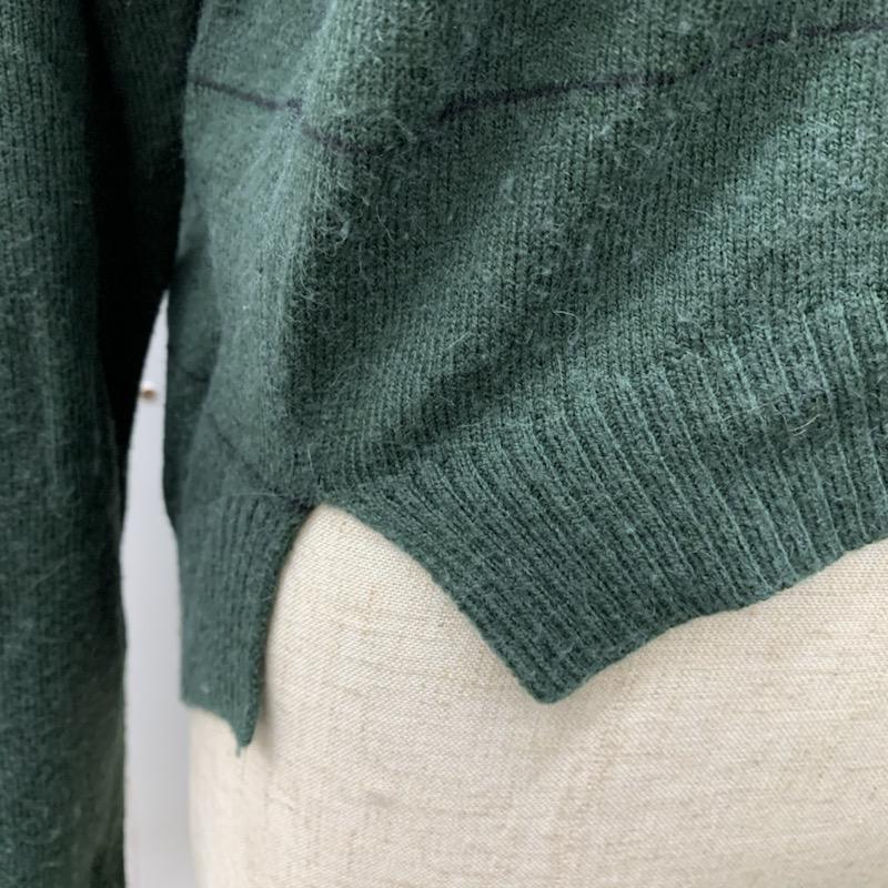 ジーナシス JEANASIS ニット、セーター 長袖 ボーダー FREE ボーダー柄 緑 / グリーン / X 黒 / ブラック / レディース USED 古着 中古 10032004