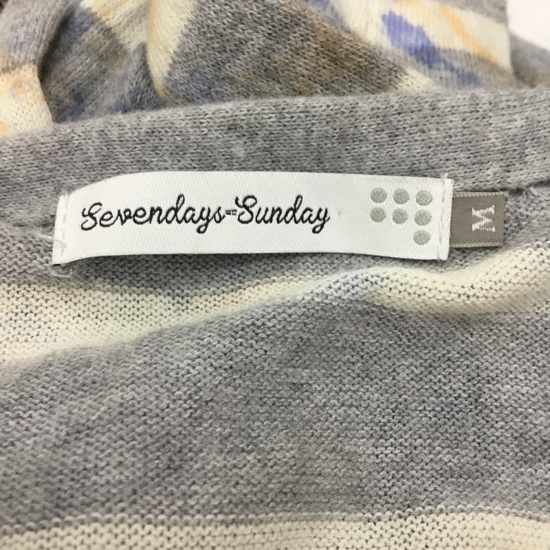 セブンデイズサンデイ SEVENDAYS=SUNDAY カーディガン 長袖 ボーダー M ボーダー柄 X 白 / ホワイト / X 灰 / グレー / X 青 / ブルー / X 橙 / オレンジ / レディース USED 古着 中古 10032163
