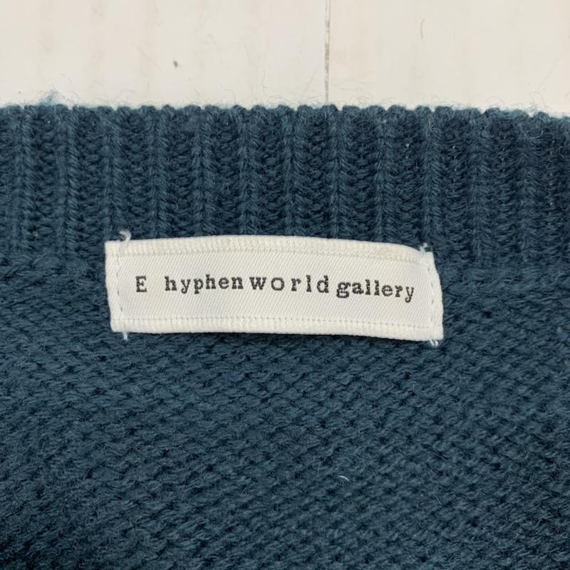 イーハイフンワールドギャラリー E hyphen world gallery ニット、セーター 長袖 FREE 無地 X ロゴ、文字 緑 / グリーン / レディース USED 古着 中古 10032238