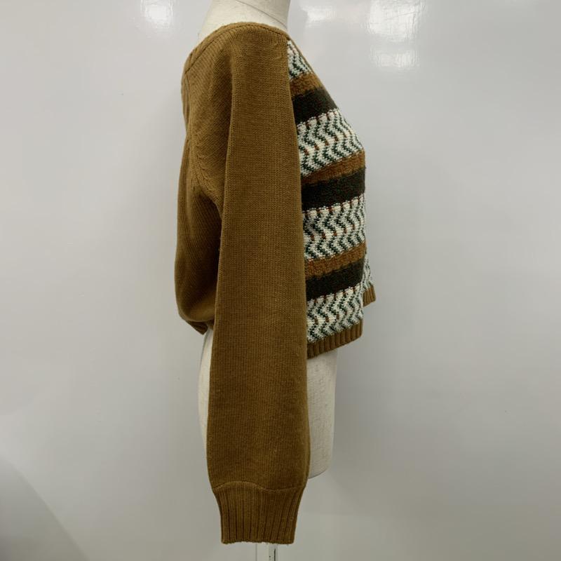 ローリーズファーム LOWRYS FARM ニット、セーター 長袖 M ボーダー柄 茶 / ブラウン / レディース USED 古着 中古 10032276