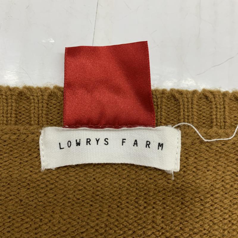 ローリーズファーム LOWRYS FARM ニット、セーター 長袖 M ボーダー柄 茶 / ブラウン / レディース USED 古着 中古 10032276