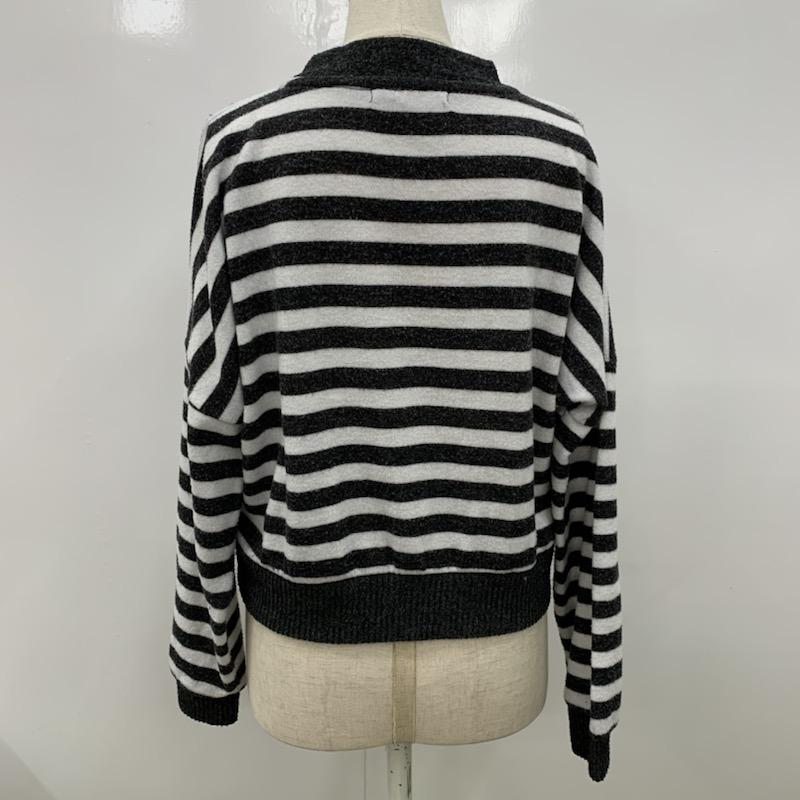 ローリーズファーム LOWRYS FARM カットソー 長袖 ボーダー M ボーダー柄 白 / ホワイト / X 黒 / ブラック /  レディース USED 古着 中古 10032277