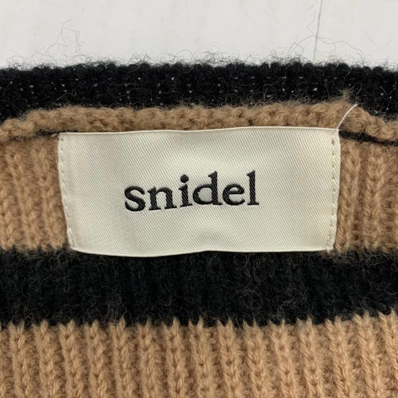スナイデル SNIDEL ニット、セーター 長袖 ボーダー FREE 無地 X ボーダー柄 黒 / ブラック / X ベージュ / ベージュ / レディース USED 古着 中古 10032290