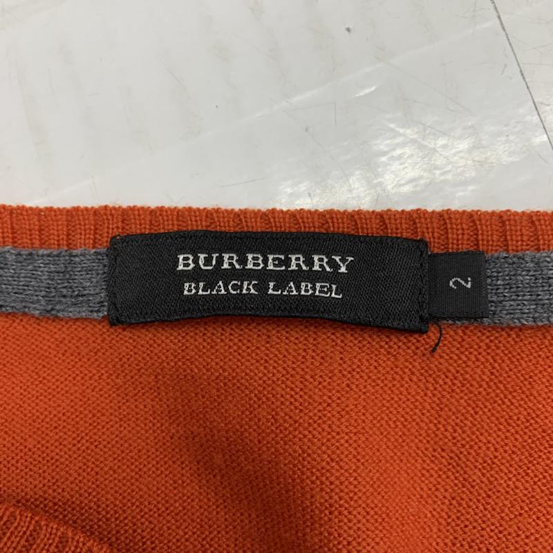 バーバリーブラックレーベル BURBERRY BLACK LABEL ニット、セーター 長袖 Vネック 1 ワンポイント 橙 / オレンジ / メンズ USED 古着 中古 10032457