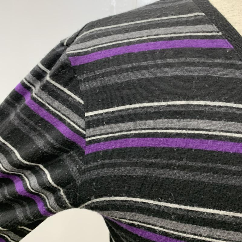 バーバリーブラックレーベル BURBERRY BLACK LABEL カットソー 長袖 Vネック ボーダー 2 ボーダー柄 黒 / ブラック / メンズ USED 古着 中古 10032472