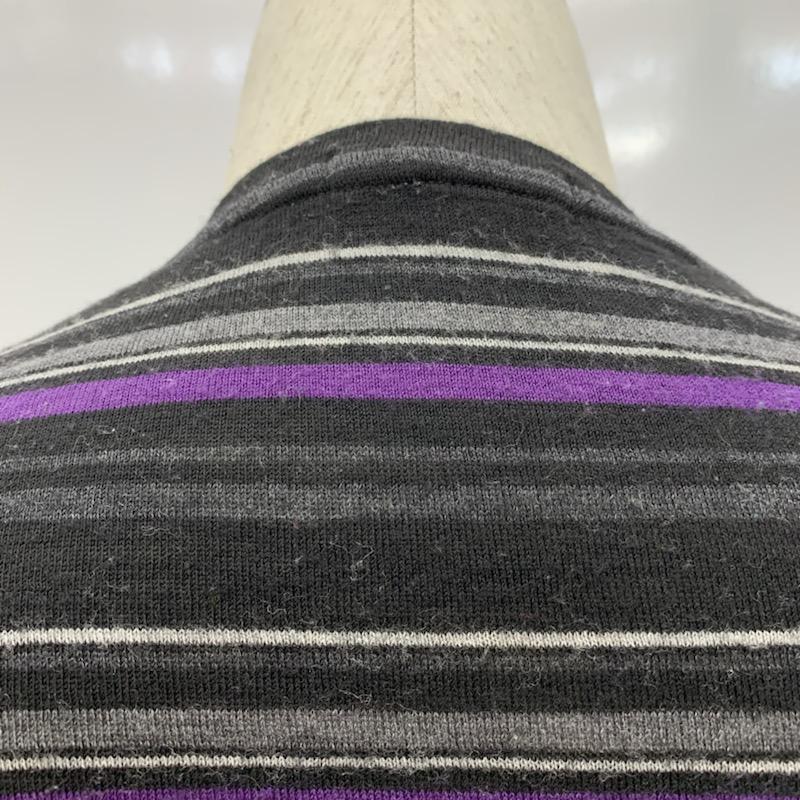 バーバリーブラックレーベル BURBERRY BLACK LABEL カットソー 長袖 Vネック ボーダー 2 ボーダー柄 黒 / ブラック / メンズ USED 古着 中古 10032472