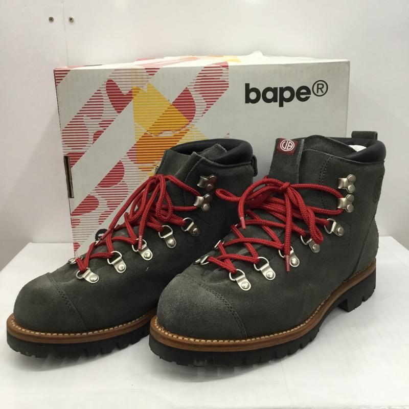 ベイプ BAPE ブーツ 一般 スエード生地 無地 SIZE:8 箱有 US:8 無地 X ワンポイント 灰 / グレー / X 赤 / レッド / メンズ USED 古着 中古 10032513