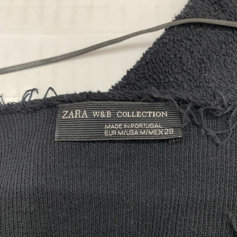 ザラ ZARA カットソー 長袖 無地 切り替え M 無地 黒 / ブラック /  レディース USED 古着 中古 10032550
