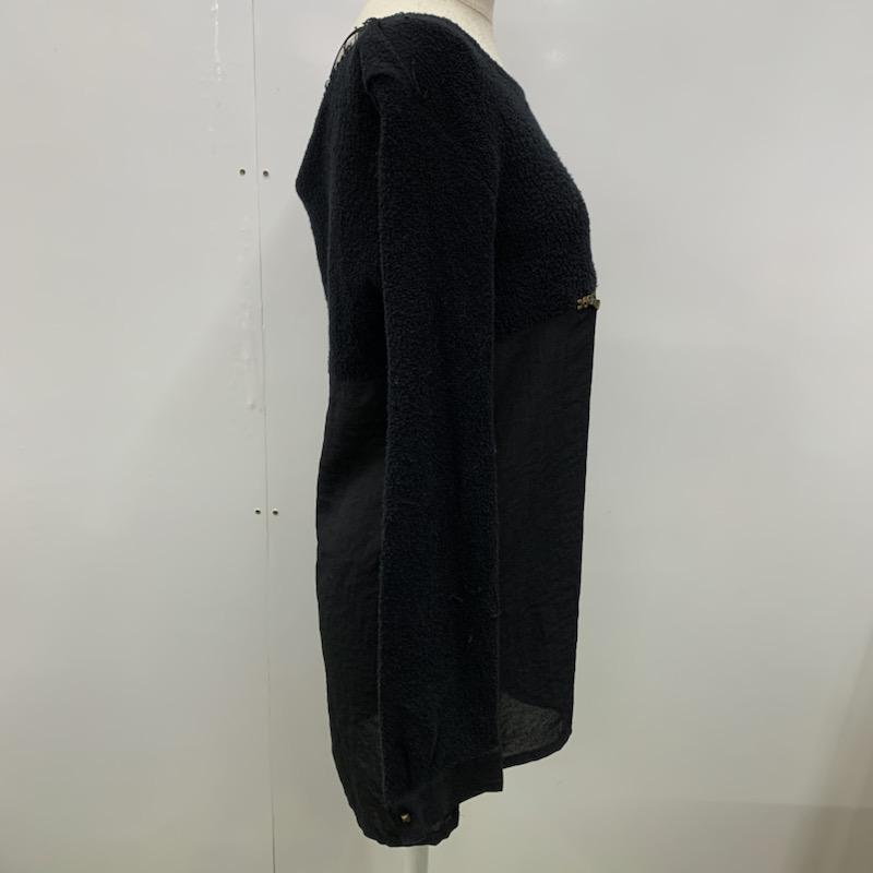ザラ ZARA カットソー 長袖 無地 切り替え M 無地 黒 / ブラック /  レディース USED 古着 中古 10032550
