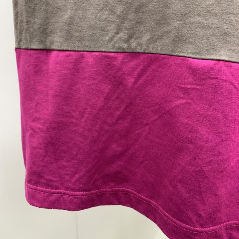 レイビームス Ray BEAMS カットソー 長袖 無地 バイカラー 無地 茶 / ブラウン / X マゼンタ / マゼンタ /  レディース USED 古着 中古 10032553