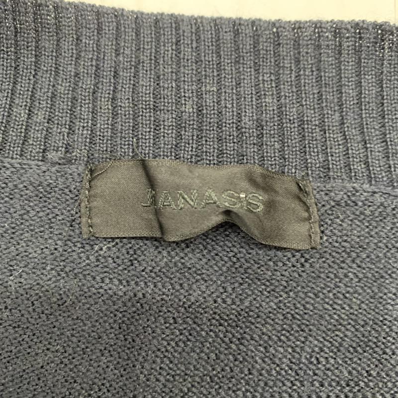 ジーナシス JEANASIS チュニック 長袖 無地 Vネック FREE 無地 灰 / グレー / X 紺 / ネイビー / レディース USED 古着 中古 10032554