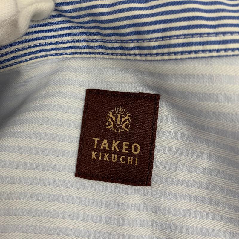 タケオキクチ TAKEO KIKUCHI シャツ、ブラウス 七分袖 七分袖 ストライプ 白 / ホワイト / X 青 / ブルー / メンズ USED 古着 中古 10032902