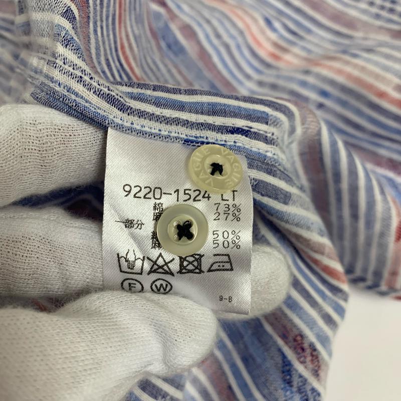 バジエ VAGIIE シャツ、ブラウス 半袖 48 総柄 X ストライプ X ワンポイント 青 / ブルー / X 赤 / レッド / X 白 / ホワイト / メンズ USED 古着 中古 10032903