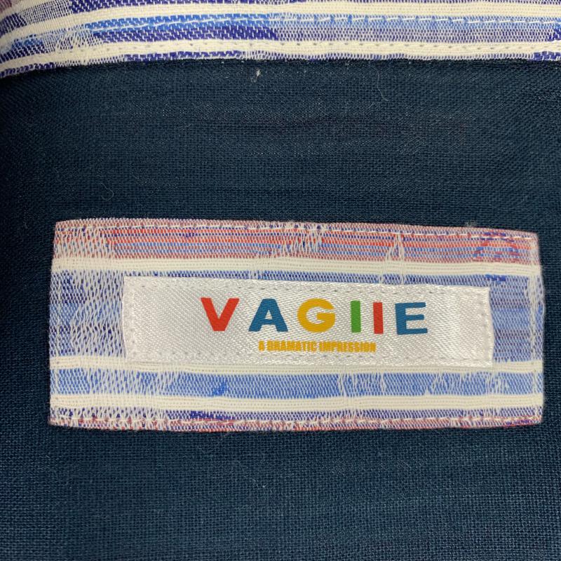 バジエ VAGIIE シャツ、ブラウス 半袖 48 総柄 X ストライプ X ワンポイント 青 / ブルー / X 赤 / レッド / X 白 / ホワイト / メンズ USED 古着 中古 10032903