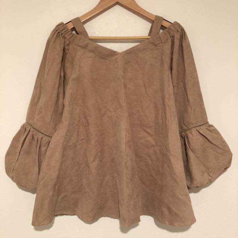 ワンアフター アナザー ナイスクラップ one after another NICE CLAUP カットソー 七分袖 オフショルダー バルーンスリーブカットソー 無地 X 刺繍 X 花柄 ベージュ / ベージュ / X 桃 / ピンク /  レディース USED 古着 中古 10032940