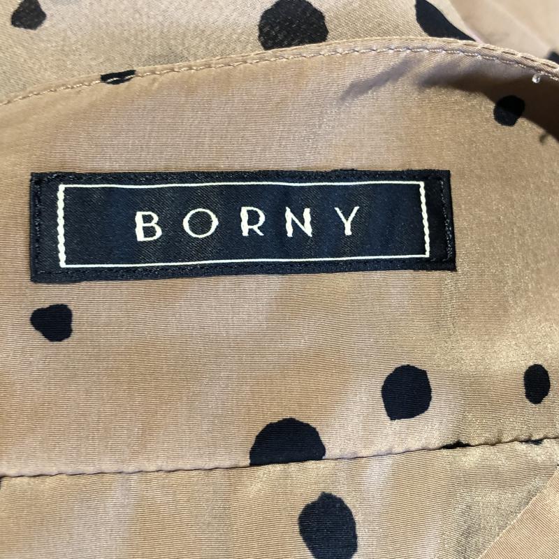 ボルニー BORNY チュニック 長袖 S ドット ベージュ / ベージュ / X 黒 / ブラック / レディース USED 古着 中古 10033015