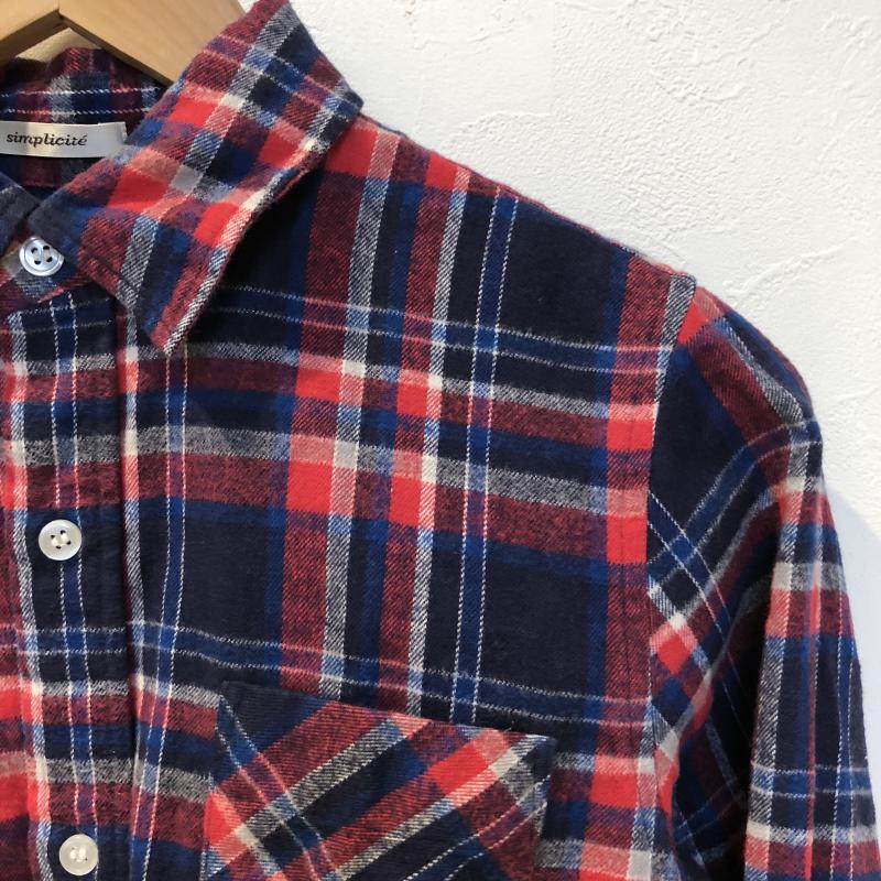 シンプリシテェ Simplicite シャツ、ブラウス 長袖 チェック 青 / ブルー / X 赤 / レッド / X 白 / ホワイト / メンズ USED 古着 中古 10033077