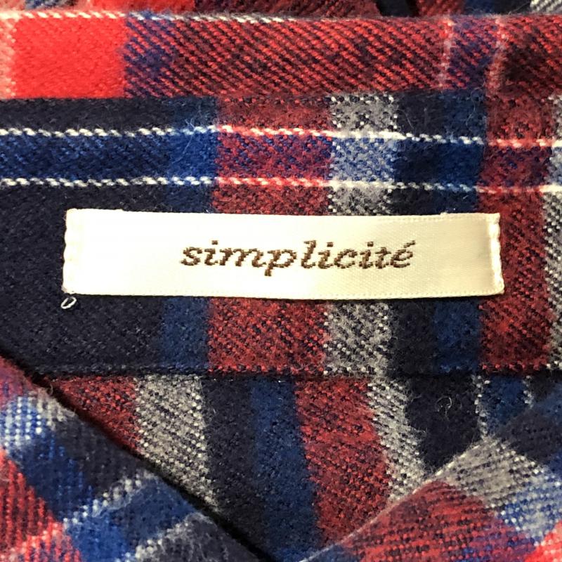 シンプリシテェ Simplicite シャツ、ブラウス 長袖 チェック 青 / ブルー / X 赤 / レッド / X 白 / ホワイト / メンズ USED 古着 中古 10033077