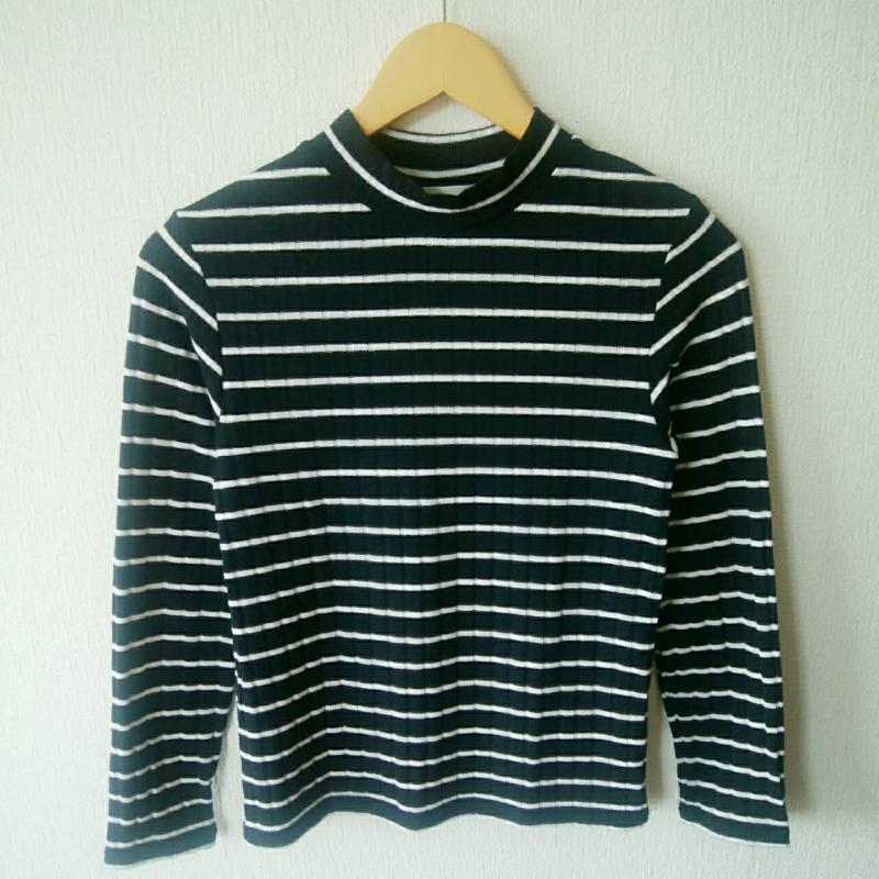 グローブ grove カットソー 長袖 M ボーダー柄 黒 / ブラック / X 白 / ホワイト /  レディース USED 古着 中古 10033087