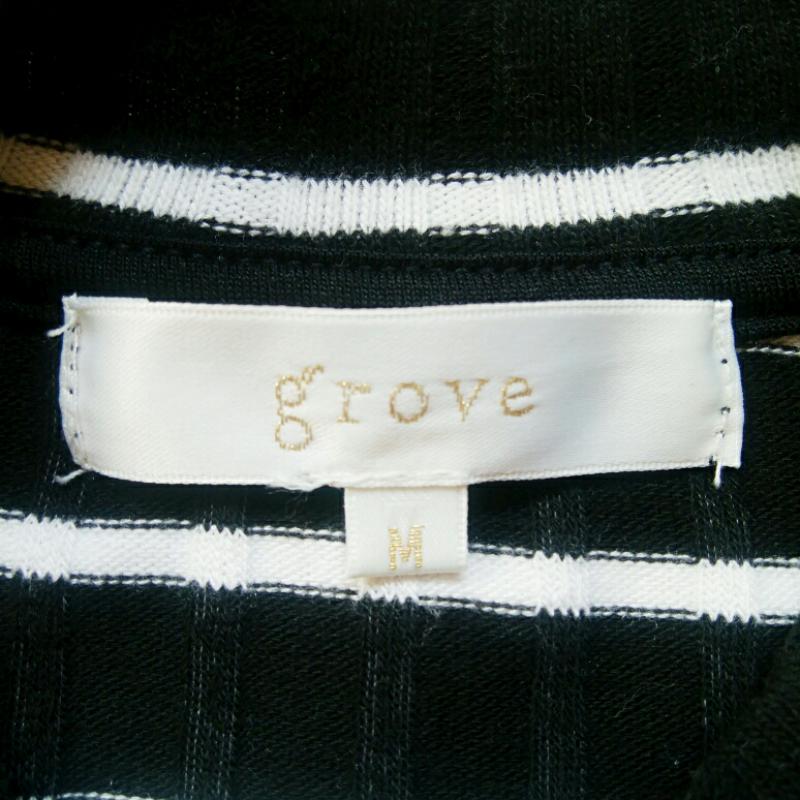 グローブ grove カットソー 長袖 M ボーダー柄 黒 / ブラック / X 白 / ホワイト /  レディース USED 古着 中古 10033087