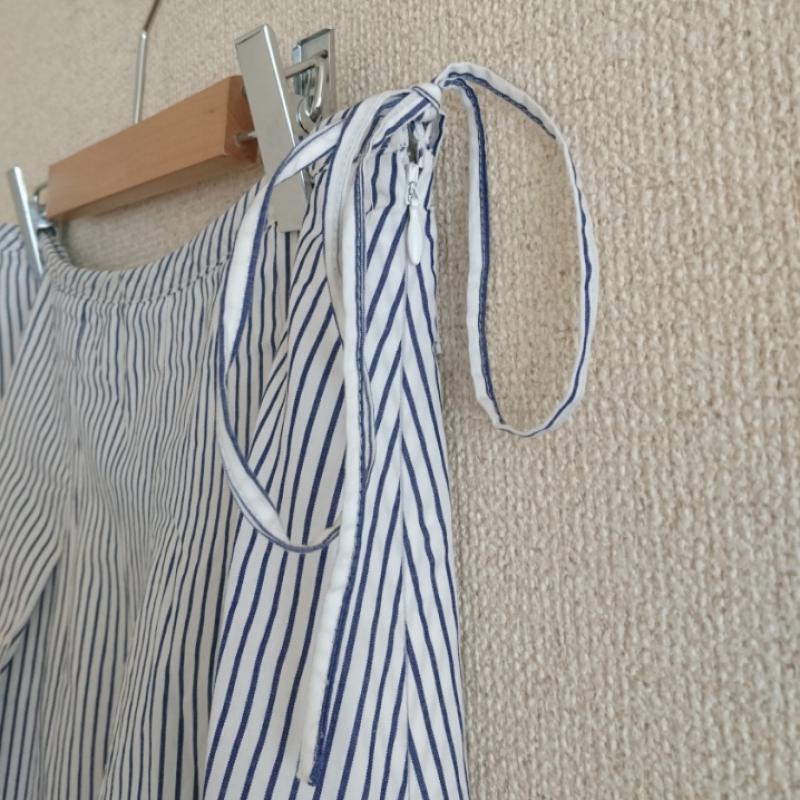 オリーブデオリーブ OLIVE des OLIVE スカート ひざ丈スカート ストライプ 白 / ホワイト / X 青 / ブルー / レディース USED 古着 中古 10033176