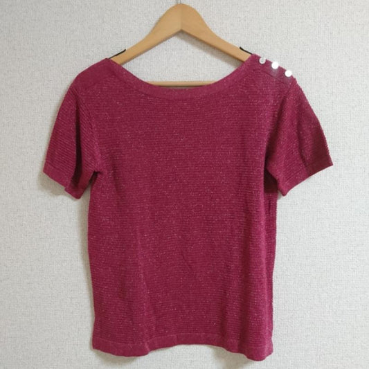 エスプリミュール ESPRITMUR カットソー 半袖 ニットカットソー M 無地 紫 / パープル / X 金 / ゴールド /  レディース USED 古着 中古 10033255