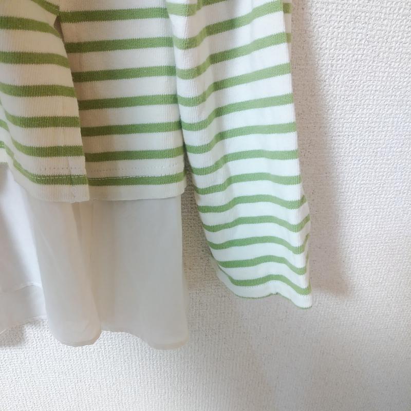 ピンクアドベ pink adobe カットソー 長袖 M ボーダー柄 X 無地 緑 / グリーン / X 白 / ホワイト /  レディース USED 古着 中古 10033273