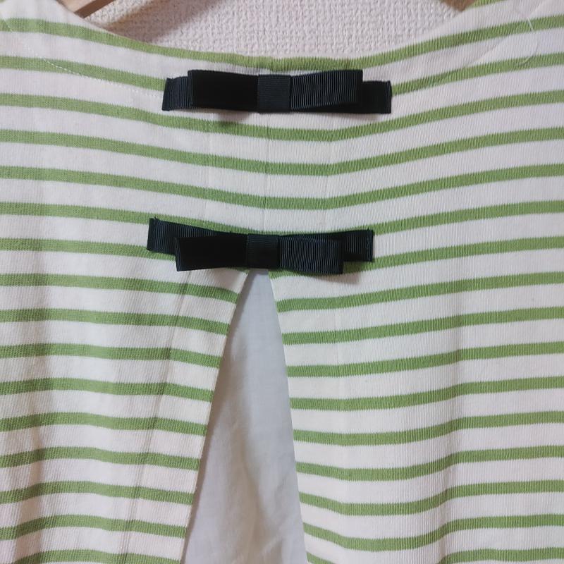 ピンクアドベ pink adobe カットソー 長袖 M ボーダー柄 X 無地 緑 / グリーン / X 白 / ホワイト /  レディース USED 古着 中古 10033273