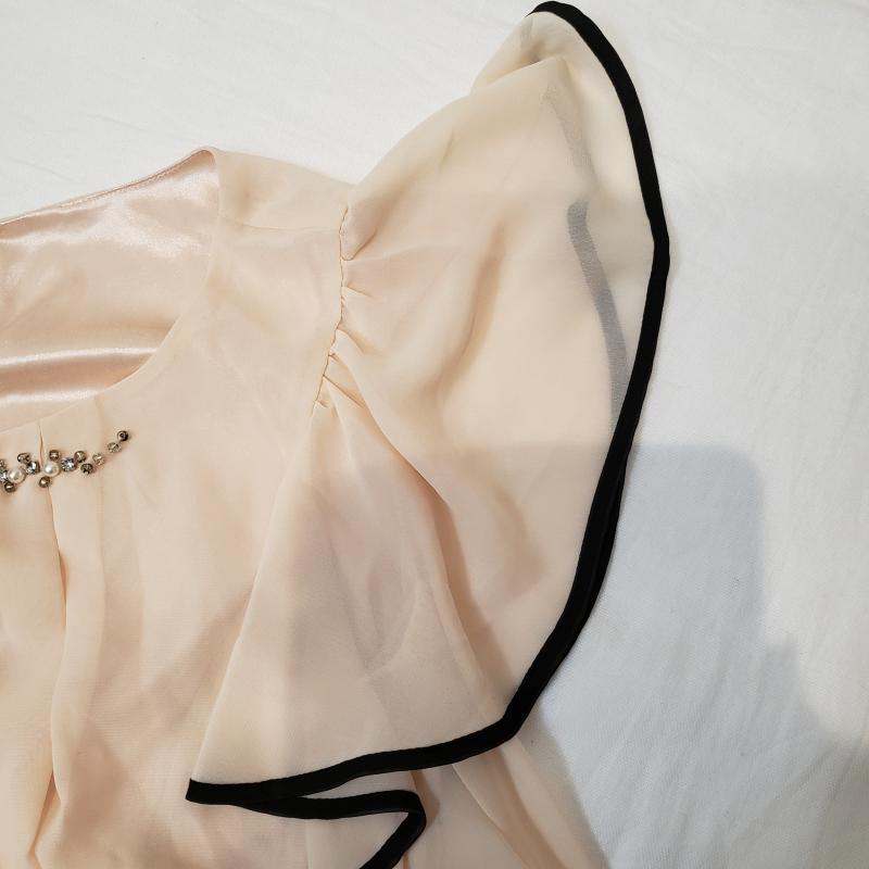 イング INGNI カットソー 半袖 M 無地 桃 / ピンク / X 黒 / ブラック /  レディース USED 古着 中古 10033280