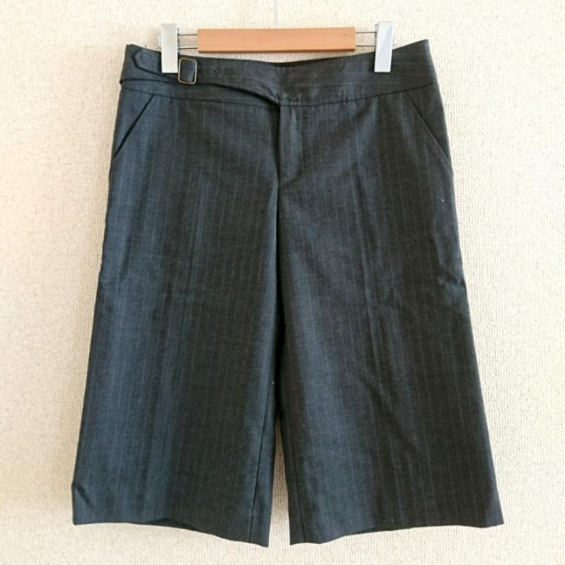 マカフィー MACPHEE パンツ ショートパンツ ウール 40 ストライプ 灰 / グレー / X 白 / ホワイト / レディース USED 古着 中古 10033360