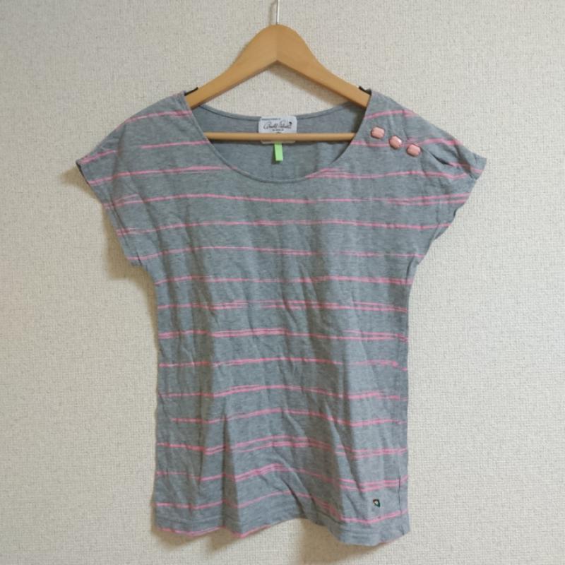 アーノルドパーマー Arnold Palmer カットソー 半袖 1 ボーダー柄 X ロゴ、文字 X ワンポイント 灰 / グレー / X 桃 / ピンク /  レディース USED 古着 中古 10033475