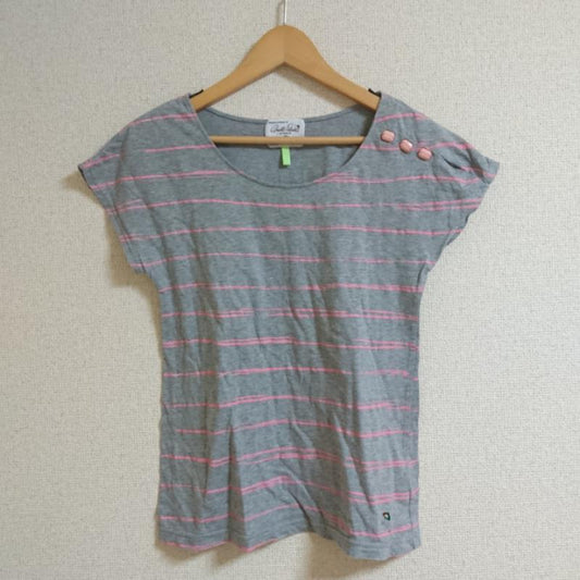 アーノルドパーマー Arnold Palmer カットソー 半袖 1 ボーダー柄 X ロゴ、文字 X ワンポイント 灰 / グレー / X 桃 / ピンク /  レディース USED 古着 中古 10033475