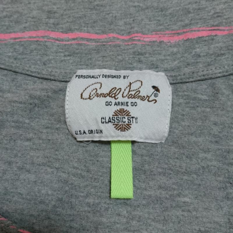 アーノルドパーマー Arnold Palmer カットソー 半袖 1 ボーダー柄 X ロゴ、文字 X ワンポイント 灰 / グレー / X 桃 / ピンク /  レディース USED 古着 中古 10033475