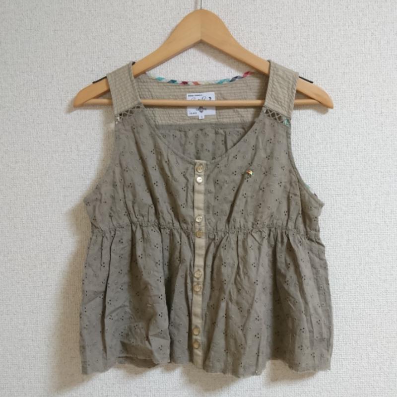 アーノルドパーマー Arnold Palmer シャツ、ブラウス 半袖 ノースリーブ 1 刺繍 茶 / ブラウン / X ベージュ / ベージュ / レディース USED 古着 中古 10033478