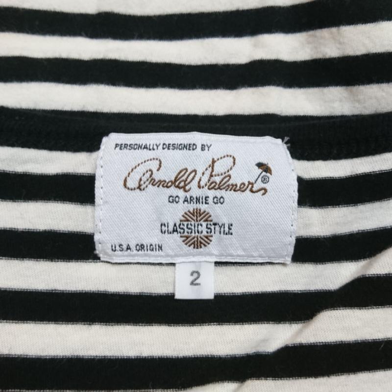 アーノルドパーマー Arnold Palmer カットソー 長袖 2 ボーダー柄 X ワンポイント 白 / ホワイト / X 黒 / ブラック /  レディース USED 古着 中古 10033503