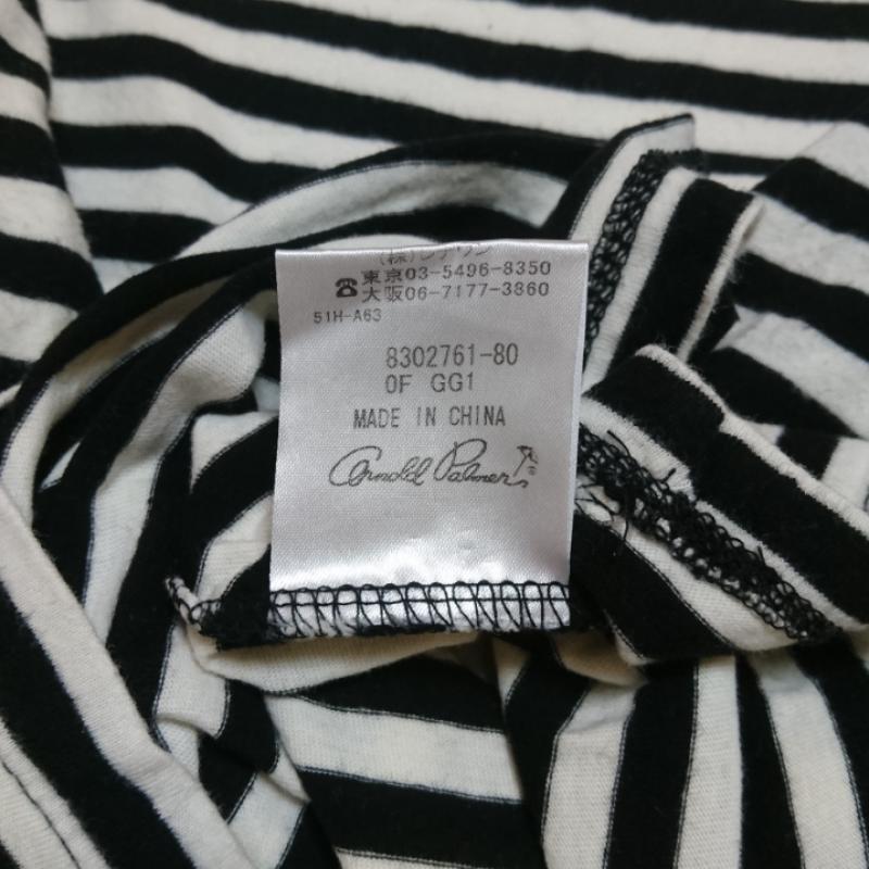 アーノルドパーマー Arnold Palmer カットソー 長袖 2 ボーダー柄 X ワンポイント 白 / ホワイト / X 黒 / ブラック /  レディース USED 古着 中古 10033503