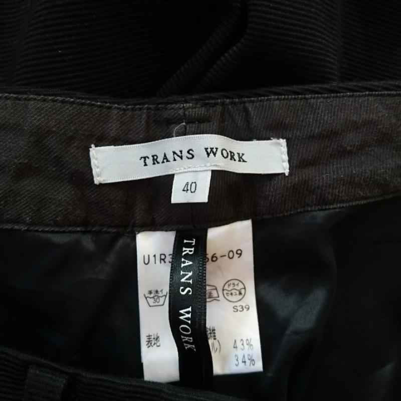トランスワーク TRANS WORK ボトムス ボトムス ワイドパンツ 40 無地 黒 / ブラック / レディース USED 古着 中古 10033674