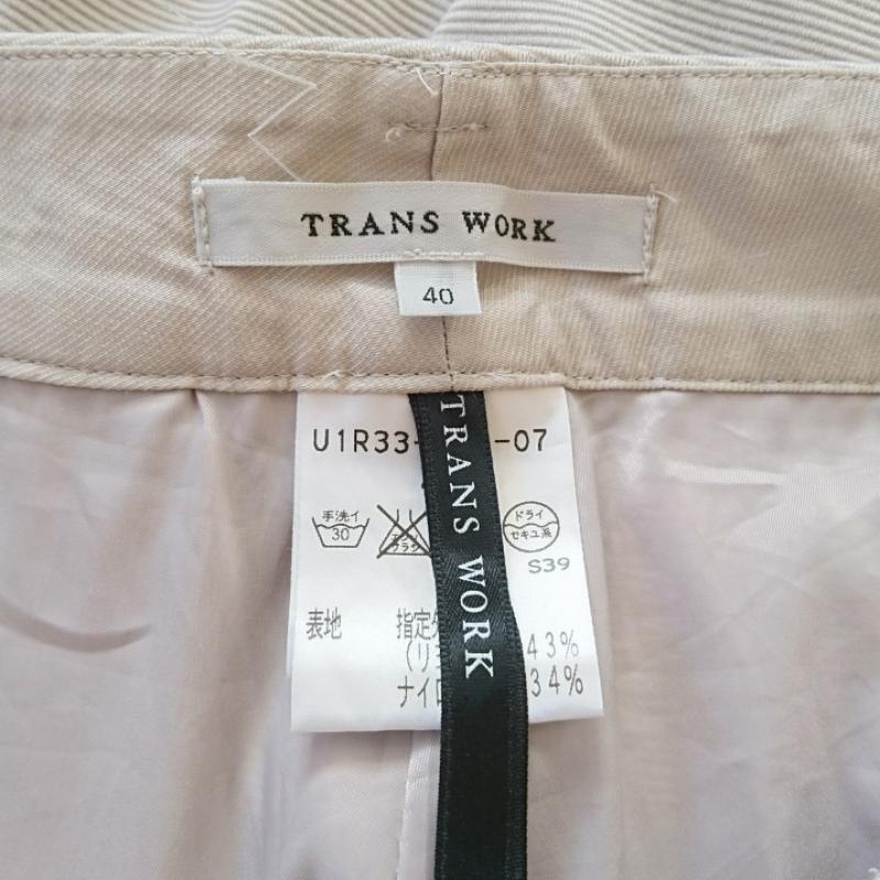 トランスワーク TRANS WORK ボトムス ボトムス ワイドパンツ 40 無地 ベージュ / ベージュ / レディース USED 古着 中古 10033676