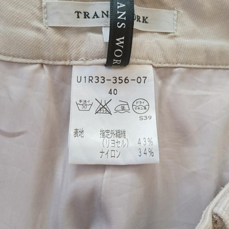 トランスワーク TRANS WORK ボトムス ボトムス ワイドパンツ 40 無地 ベージュ / ベージュ / レディース USED 古着 中古 10033676