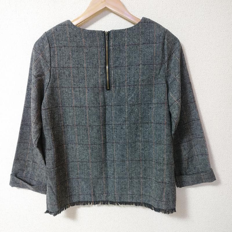 アンティクローズ ANTIQULOTHES カットソー 長袖 ツイードカットソー FREE チェック 灰 / グレー / X 橙 / オレンジ / X 赤 / レッド / X 黒 / ブラック /  レディース USED 古着 中古 10033751