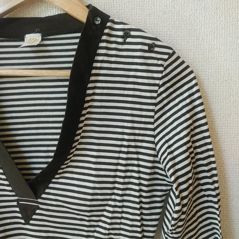 エリオン HERION カットソー 長袖 40 ボーダー柄 白 / ホワイト / X 茶 / ブラウン /  レディース USED 古着 中古 10033753