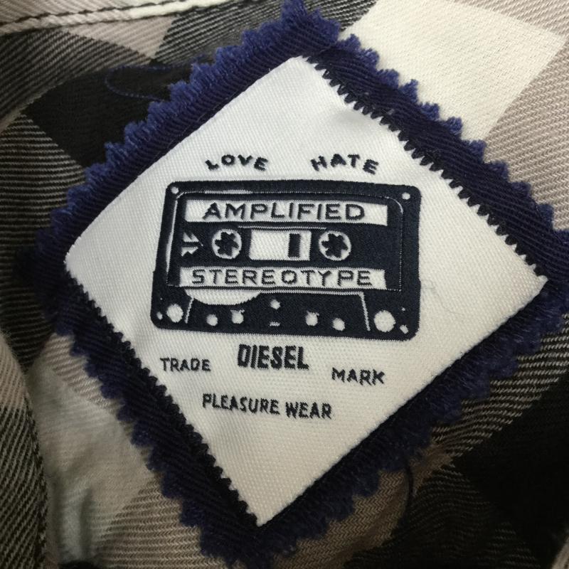 ディーゼル DIESEL シャツ、ブラウス 長袖 S チェック 白 / ホワイト / X 黒 / ブラック / X 灰 / グレー / メンズ USED 古着 中古 10033951