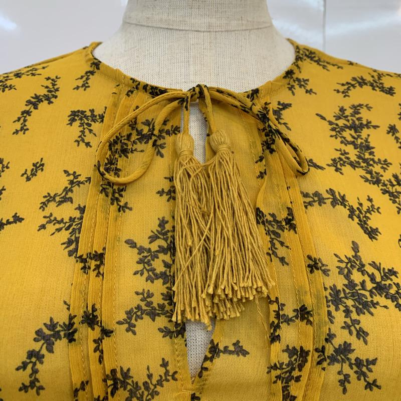 アズールバイマウジー AZUL BY MOUSSY カットソー 半袖 タグ付 M 総柄 X 花柄 黄 / イエロー /  レディース USED 古着 中古 10034617