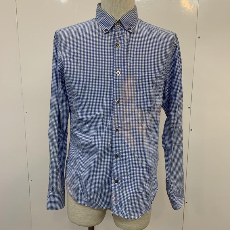 ナノユニバース nano・universe シャツ、ブラウス 長袖 チェック L チェック 青 / ブルー / メンズ USED 古着 中古 10034656