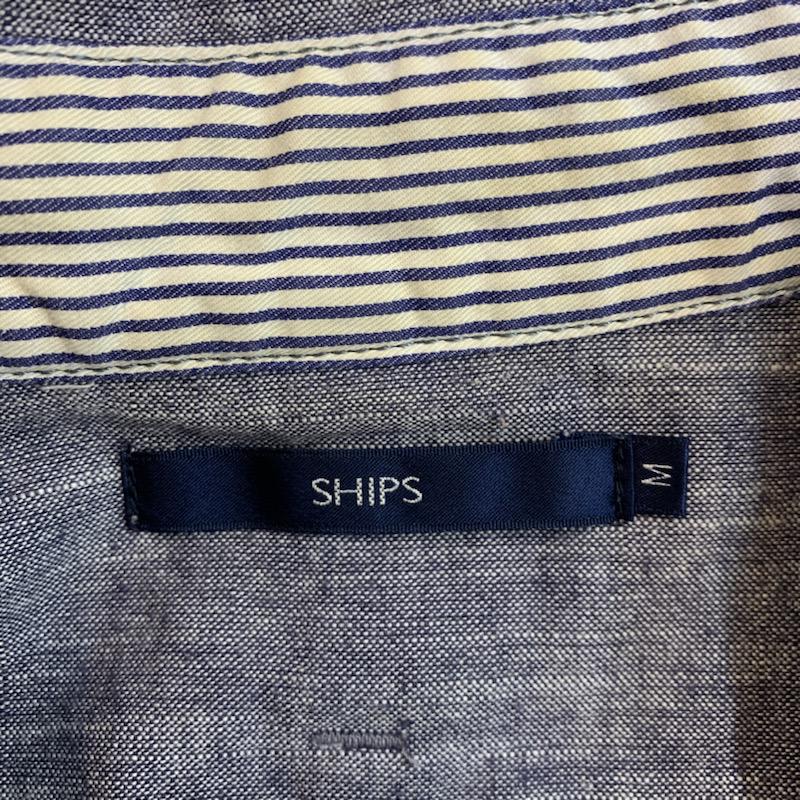シップス SHIPS シャツ、ブラウス 七分袖 M 無地 紺 / ネイビー / メンズ USED 古着 中古 10034672