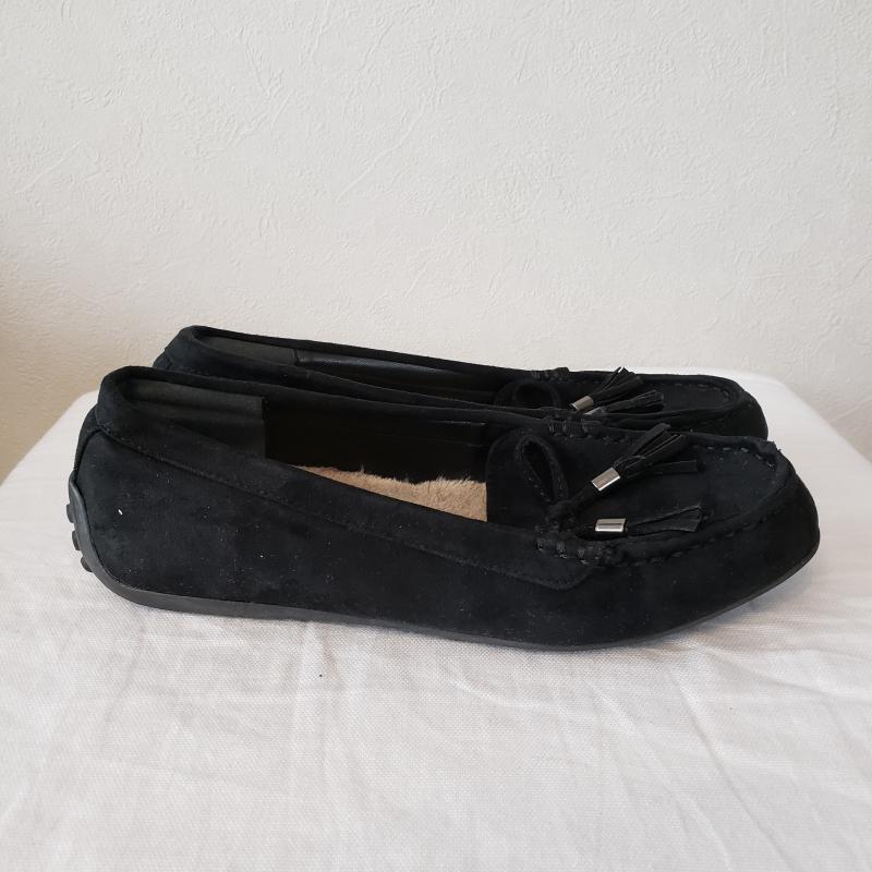 オデットエオディール Odette e Odile スリッポン スリッポン モカシン/タッセル 24.5cm 無地 黒 / ブラック / レディース USED 古着 中古 10034865