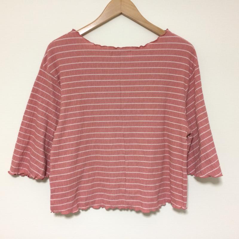ローリーズファーム LOWRYS FARM カットソー 七分袖 M ストライプ 桃 / ピンク / X 白 / ホワイト /  レディース USED 古着 中古 10034908