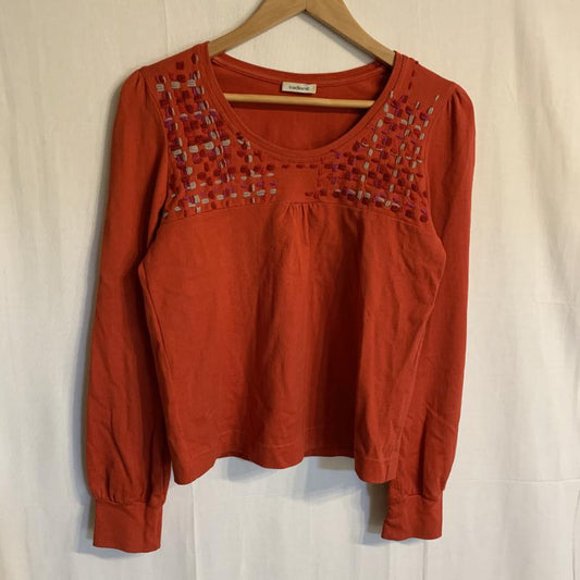 キャシャレル CACHAREL カットソー 長袖 1 無地 X 刺繍 赤 / レッド /  レディース USED 古着 中古 10034923